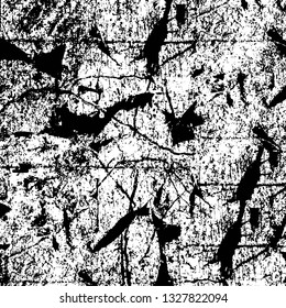Rough, scratch, splatter grunge pattern design brush strokes. Overlay texture. Faded black-white dyed paper texture. Sketch grunge design. Use for poster, cover, banner, mock-up, stickers layout.