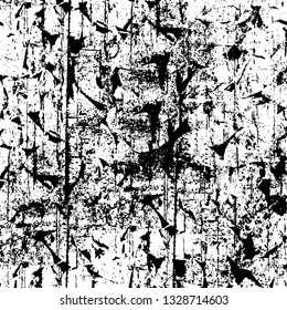 Rough, scratch, splatter grunge pattern design brush strokes. Overlay texture. Faded black-white dyed paper texture. Sketch grunge design. Use for poster, cover, banner, mock-up, stickers layout.