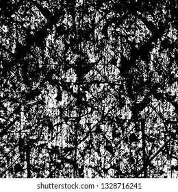 Rough, scratch, splatter grunge pattern design brush strokes. Overlay texture. Faded black-white dyed paper texture. Sketch grunge design. Use for poster, cover, banner, mock-up, stickers layout.