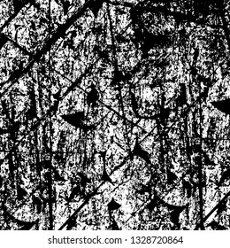 Rough, scratch, splatter grunge pattern design brush strokes. Overlay texture. Faded black-white dyed paper texture. Sketch grunge design. Use for poster, cover, banner, mock-up, stickers layout.