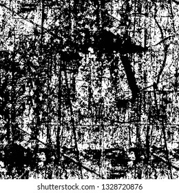Rough, scratch, splatter grunge pattern design brush strokes. Overlay texture. Faded black-white dyed paper texture. Sketch grunge design. Use for poster, cover, banner, mock-up, stickers layout.