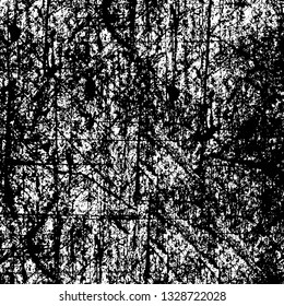 Rough, scratch, splatter grunge pattern design brush strokes. Overlay texture. Faded black-white dyed paper texture. Sketch grunge design. Use for poster, cover, banner, mock-up, stickers layout.