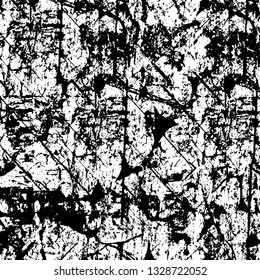 Rough, scratch, splatter grunge pattern design brush strokes. Overlay texture. Faded black-white dyed paper texture. Sketch grunge design. Use for poster, cover, banner, mock-up, stickers layout.