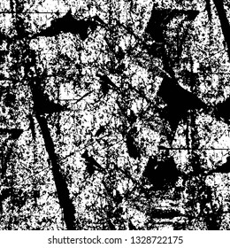 Rough, scratch, splatter grunge pattern design brush strokes. Overlay texture. Faded black-white dyed paper texture. Sketch grunge design. Use for poster, cover, banner, mock-up, stickers layout.