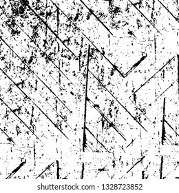 Rough, scratch, splatter grunge pattern design brush strokes. Overlay texture. Faded black-white dyed paper texture. Sketch grunge design. Use for poster, cover, banner, mock-up, stickers layout.