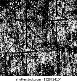 Rough, scratch, splatter grunge pattern design brush strokes. Overlay texture. Faded black-white dyed paper texture. Sketch grunge design. Use for poster, cover, banner, mock-up, stickers layout.