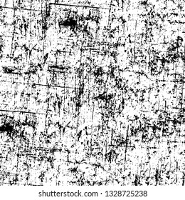 Rough, scratch, splatter grunge pattern design brush strokes. Overlay texture. Faded black-white dyed paper texture. Sketch grunge design. Use for poster, cover, banner, mock-up, stickers layout.