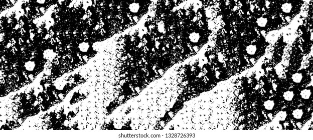 Rough, scratch, splatter grunge pattern design brush strokes. Overlay texture. Faded black-white dyed paper texture. Sketch grunge design. Use for poster, cover, banner, mock-up, stickers layout.