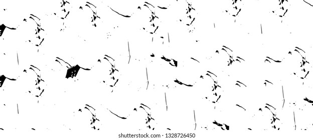Rough, scratch, splatter grunge pattern design brush strokes. Overlay texture. Faded black-white dyed paper texture. Sketch grunge design. Use for poster, cover, banner, mock-up, stickers layout.