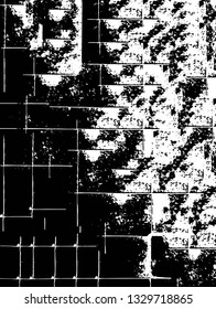 Rough, scratch, splatter grunge pattern design brush strokes. Overlay texture. Faded black-white dyed paper texture. Sketch grunge design. Use for poster, cover, banner, mock-up, stickers layout.
