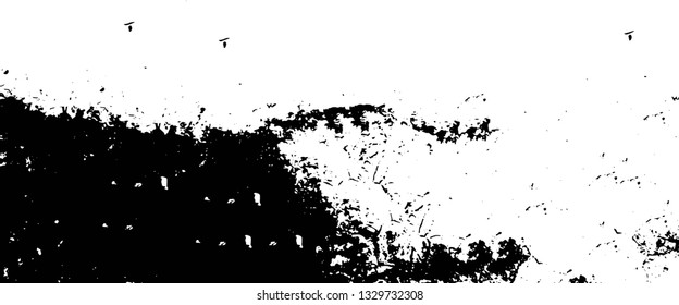 Rough, scratch, splatter grunge pattern design brush strokes. Overlay texture. Faded black-white dyed paper texture. Sketch grunge design. Use for poster, cover, banner, mock-up, stickers layout.