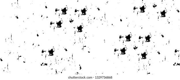 Rough, scratch, splatter grunge pattern design brush strokes. Overlay texture. Faded black-white dyed paper texture. Sketch grunge design. Use for poster, cover, banner, mock-up, stickers layout.