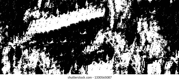Rough, scratch, splatter grunge pattern design brush strokes. Overlay texture. Faded black-white dyed paper texture. Sketch grunge design. Use for poster, cover, banner, mock-up, stickers layout.