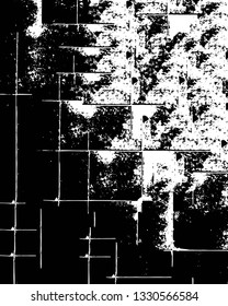 Rough, scratch, splatter grunge pattern design brush strokes. Overlay texture. Faded black-white dyed paper texture. Sketch grunge design. Use for poster, cover, banner, mock-up, stickers layout.
