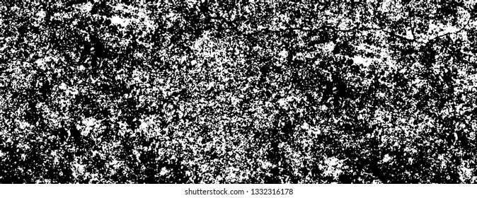 Rough, scratch, splatter grunge pattern design brush strokes. Overlay texture. Faded black-white dyed paper texture. Sketch grunge design. Use for poster, cover, banner, mock-up, stickers layout.