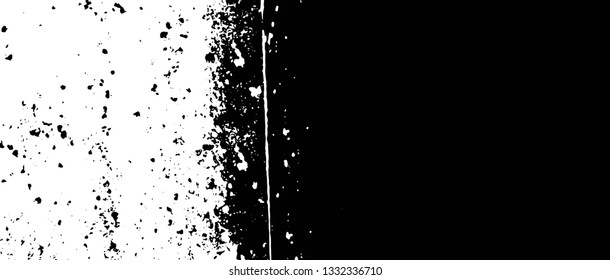 Rough, scratch, splatter grunge pattern design brush strokes. Overlay texture. Faded black-white dyed paper texture. Sketch grunge design. Use for poster, cover, banner, mock-up, stickers layout.