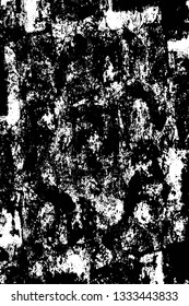 Rough, scratch, splatter grunge pattern design brush strokes. Overlay texture. Faded black-white dyed paper texture. Sketch grunge design. Use for poster, cover, banner, mock-up, stickers layout.