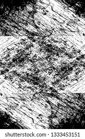 Rough, scratch, splatter grunge pattern design brush strokes. Overlay texture. Faded black-white dyed paper texture. Sketch grunge design. Use for poster, cover, banner, mock-up, stickers layout.