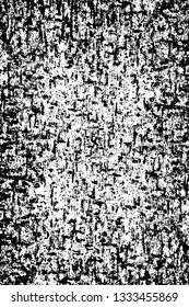 Rough, scratch, splatter grunge pattern design brush strokes. Overlay texture. Faded black-white dyed paper texture. Sketch grunge design. Use for poster, cover, banner, mock-up, stickers layout.