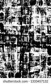 Rough, scratch, splatter grunge pattern design brush strokes. Overlay texture. Faded black-white dyed paper texture. Sketch grunge design. Use for poster, cover, banner, mock-up, stickers layout.