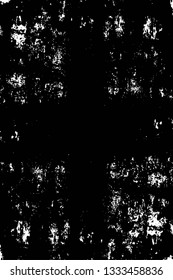 Rough, scratch, splatter grunge pattern design brush strokes. Overlay texture. Faded black-white dyed paper texture. Sketch grunge design. Use for poster, cover, banner, mock-up, stickers layout.