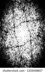 Rough, scratch, splatter grunge pattern design brush strokes. Overlay texture. Faded black-white dyed paper texture. Sketch grunge design. Use for poster, cover, banner, mock-up, stickers layout.