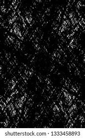 Rough, scratch, splatter grunge pattern design brush strokes. Overlay texture. Faded black-white dyed paper texture. Sketch grunge design. Use for poster, cover, banner, mock-up, stickers layout.