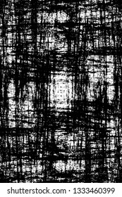 Rough, scratch, splatter grunge pattern design brush strokes. Overlay texture. Faded black-white dyed paper texture. Sketch grunge design. Use for poster, cover, banner, mock-up, stickers layout.