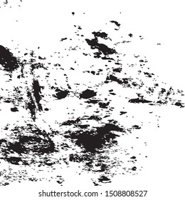 Rough, scratch, splatter grunge pattern design brush strokes. Overlay texture. Faded black-white dyed paper texture. Sketch grunge design. Use for poster, cover, banner, mock-up, stickers layout.
