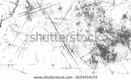 Rough scratched grunge texture with dark ink smudges. High contrast distressed overlay background for abstract vintage design.
