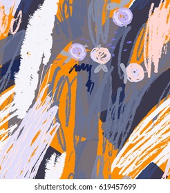 Rough scribbles and doodles with abstract apples.Abstract seamless pattern. Universal bright background for greeting cards, invitations. Had drawn ink and marker watercolor texture.