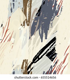 Rough scribbles and doodles with grunge texture.Abstract seamless pattern. Universal bright background for greeting cards, invitations. Had drawn ink and marker watercolor texture.
