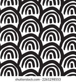 Rough seamless pattern made of black and white repeating elements.