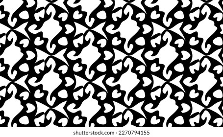 Rough seamless pattern made of black and white repeating elements.