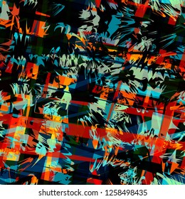 Rough seamless texture. Red, blue, black colors. Abstract vector background for web page, banners backdrop, fabric, home decor, wrapping