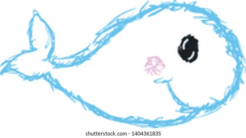 Esbozo duro de un delfín azul, vector, dibujo de color o ilustración. 