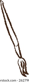 A rough sketch of a paintbrush with textured lines. The brush is depicted in a simplistic and abstract style. Cartoon vector illustration.