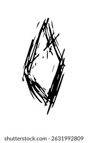 Rough sketch of sparkle. Hand drawn rhombus icon.