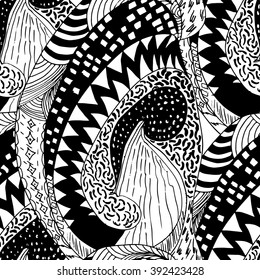 Rough sketch tribal seamless pattern for background.