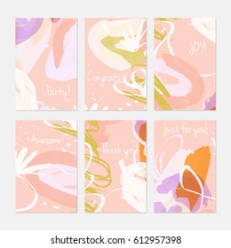 Rough sketched apple on marker brush strokes.Hand drawn creative invitation or greeting cards template. Anniversary, Birthday, wedding, party, social media banners set of 6. Isolated on layer.