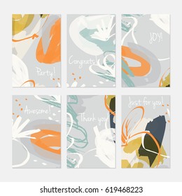 Rough sketched apple on marker brush strokes.Hand drawn creative invitation or greeting cards template. Anniversary, Birthday, wedding, party, social media banners set of 6. Isolated on layer.