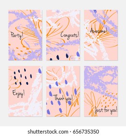 Rough sketched dandelion flowers and seeds on scribbles.Hand drawn creative invitation or greeting cards template. Anniversary, Birthday, wedding, party, social media banners set. Isolated on layer.