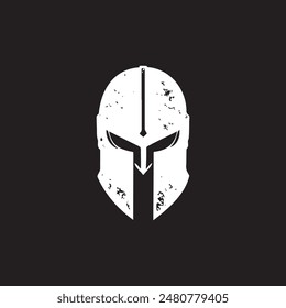 Rough Spartan Warrior Helmet Logo in Bold, Minimalist Design for Impactful Branding