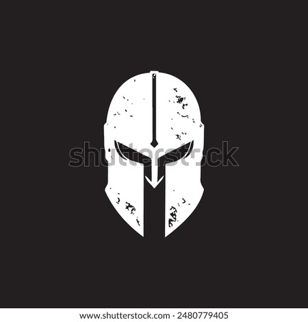 Rough Spartan Warrior Helmet Logo in Bold, Minimalist Design for Impactful Branding