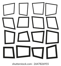 Rough square frames. Imperfect shape collection. Distorted border Vector. Hand drawn element.