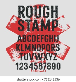 Rough stamp typeface / Grunge textured font. Handmade alphabet. Stamp style uppercase letters and numbers. Plus 3 grunge textures as a bonus