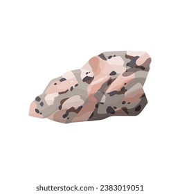 Rough stone, building rock, spotted mineral. Small granite with grained shape, solid rubble. Natural element, construction material, ragged surface. Geology flat isolated vector illustration on white