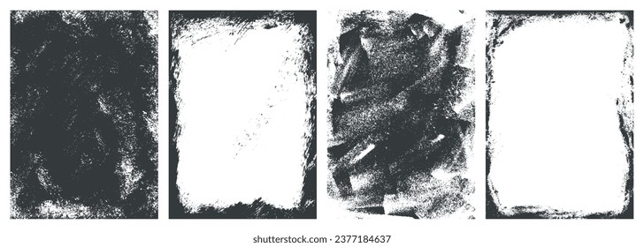 Rough surfaces monochrome set textures with vertical cracked patterns for stylish minimalistic retro grunge design vector illustration