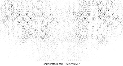 Rough texture. Broken plaster wall effect. Grunge worn damask pattern design. Distressed fabric texture. Overlay texture design. Vector illustration. Eps10.