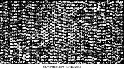 Rough texture. Worn down wallpaper pattern design. Broken plaster grunge damask effect. Distressed overlay texture design. Vector illustration. Eps10.